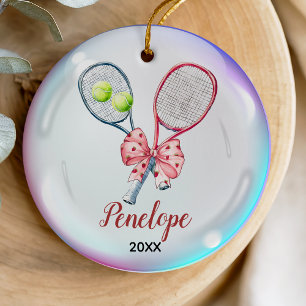 Girls Tennis Player racquet personlig Julgransprydnad Keramik