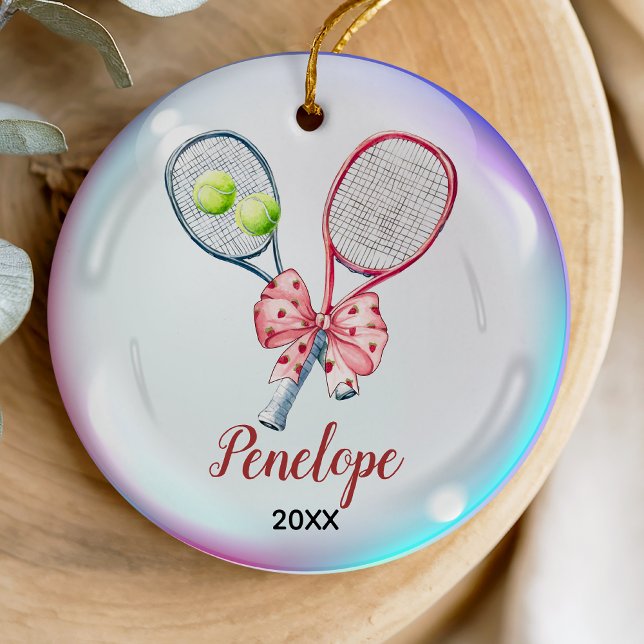 Girls Tennis Player racquet personlig Julgransprydnad Keramik (Skapare uppladdad)