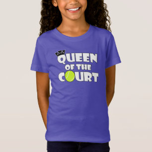 Girls Tennis Queen of the Court Cute Tennis Player Tee