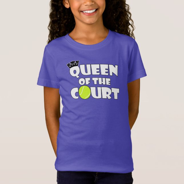 Girls Tennis Queen of the Court Cute Tennis Player Tee (Framsida)