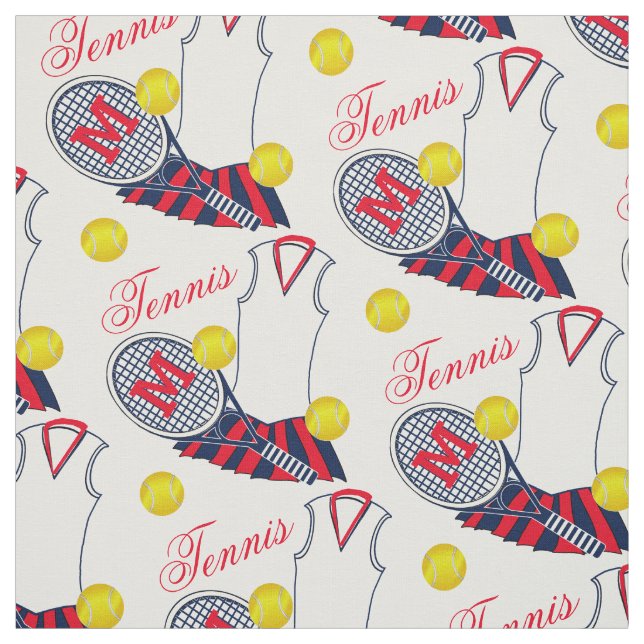 Girls Tennis Racquet och Bollar Monogram Tyg (Provkarta)