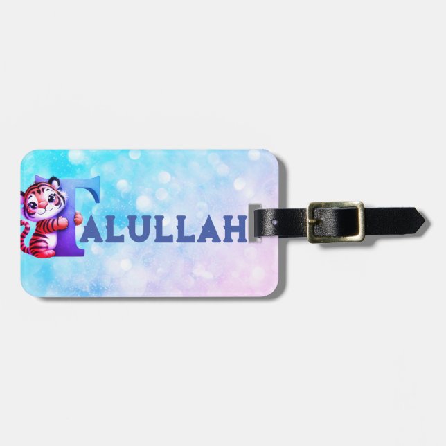 Girls Tiger Luggage Tag Bagagebricka (Horisontell Framsida)