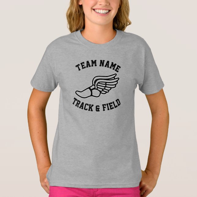 Girls Track and Fält Anpassningsbar Team Namn Spor T Shirt (Framsida)