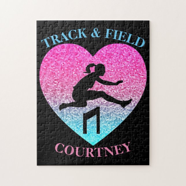 Girls Track & Fält Heart Jigszle Puzzle Pussel (Vertikal)