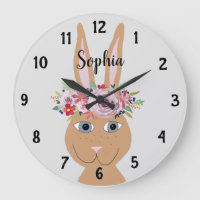 Girls Trendig Blommigt Watercolor Rabbit och Namn