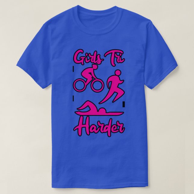 Girls Tri Harder 4 T Shirt (Design framsida)