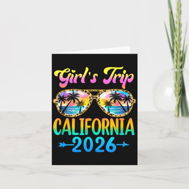 Girl's Trip California 2026 Summer Vacation Sungle Kort (Framsida)