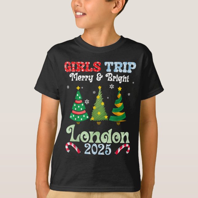 Girls Trip Merry Bright Christmas In London Vacati T Shirt (Framsida)