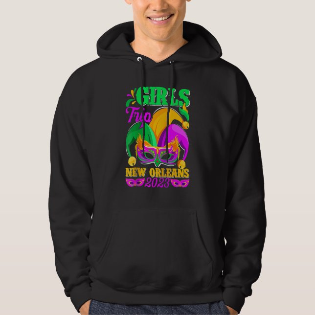 Girls Trip New Orleans 2023 Funny Jester Mask Mard Hoodie (Framsida)