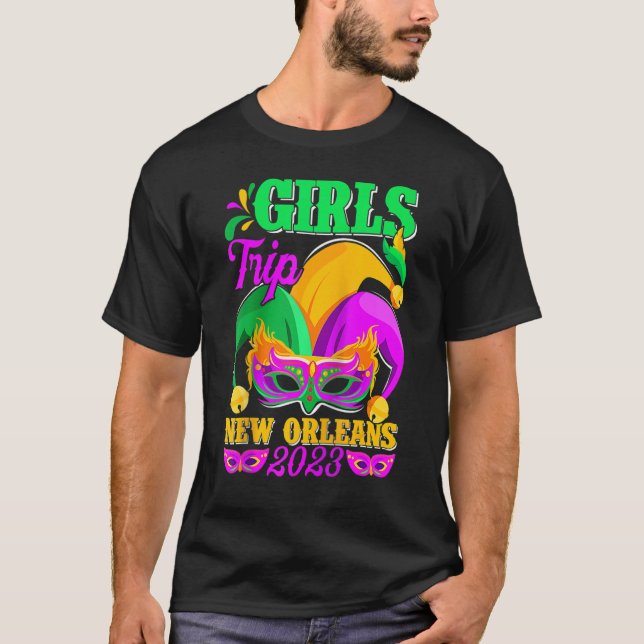 Girls Trip New Orleans 2023 Funny Jester Mask Mard T Shirt (Framsida)