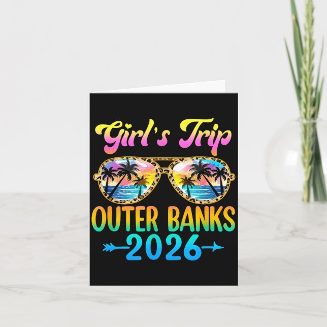 Girl's Trip Outer Banks 2026 Summer Vacation Sungl Kort (Framsida)