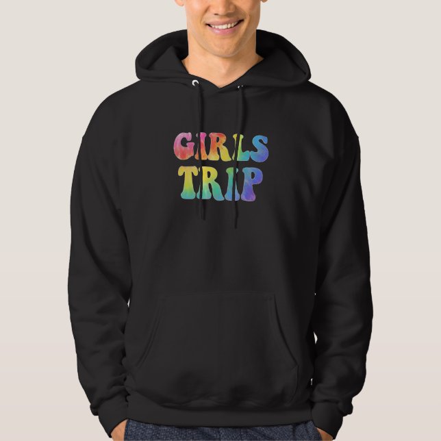 Girls Trip Vacation Tie Dye Womens Retro Bachelore Hoodie (Framsida)