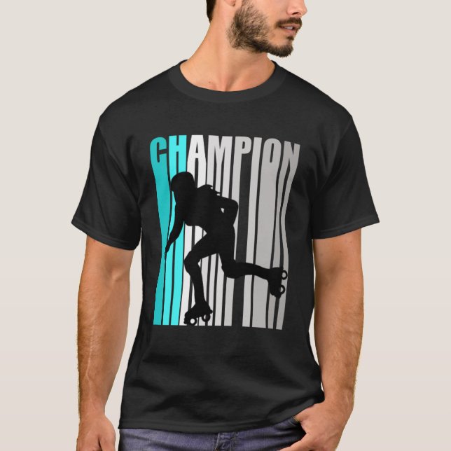 Girls Turkvoise Roller Skating Champion Roller ska T Shirt (Framsida)