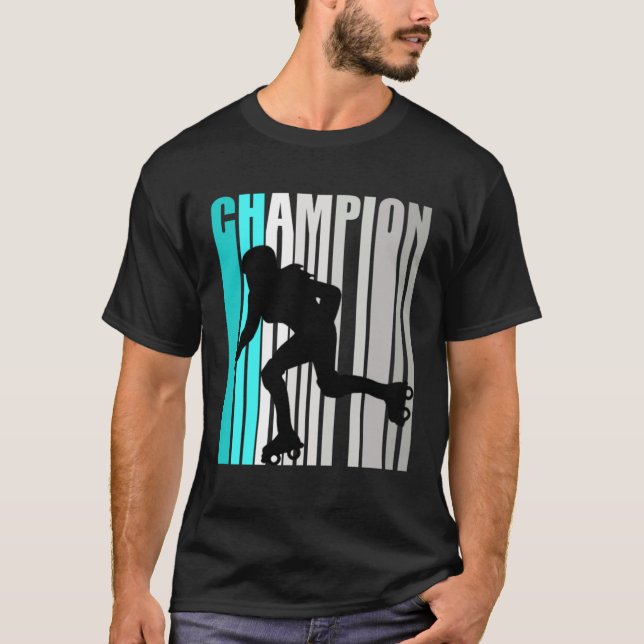 Girls Turquoise Roller Skating Champion Roller Ska T Shirt (Framsida)