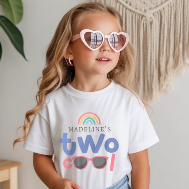 Girls Two Cool Rainbow 2nd Birthday  T Shirt (Skapare uppladdad)