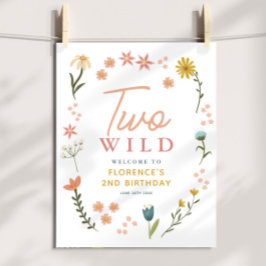Girls Two Wild Boho Birthday Welcome Sign Poster