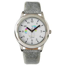 Girls Unicorn Silver Glitter Armbandsur