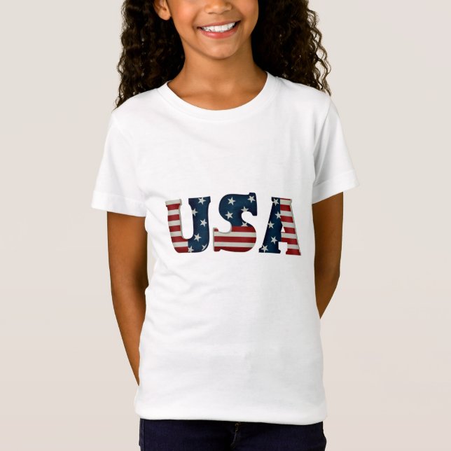 Girl's USA Baby Doll T-Shirt (Framsida)