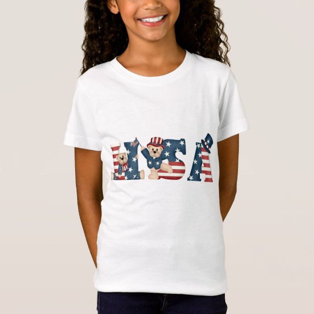 Girl's USA Nalle Baby Doll T-Shirt (Framsida)