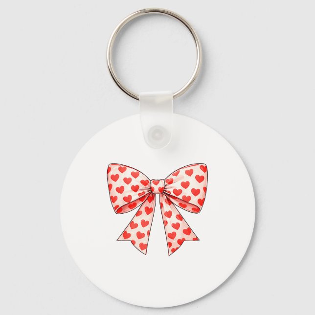 Girls Valentine Heart Bow Cute Valentines Day Teen Nyckelring (Framsida)