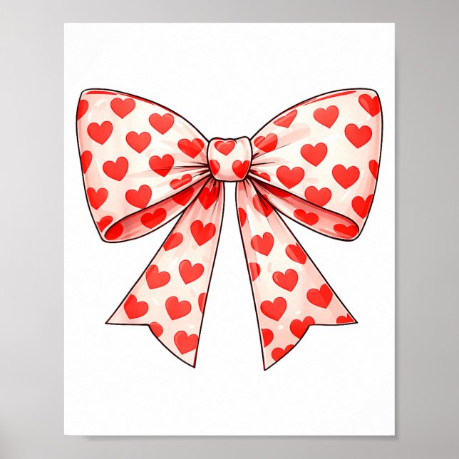 Girls Valentine Heart Bow Cute Valentines Day Teen Poster (Framsidan)