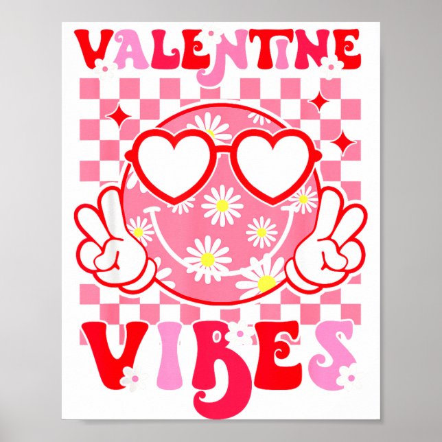 Girls Valentines Day Cute Smile Face Valentine Vib Poster (Framsidan)