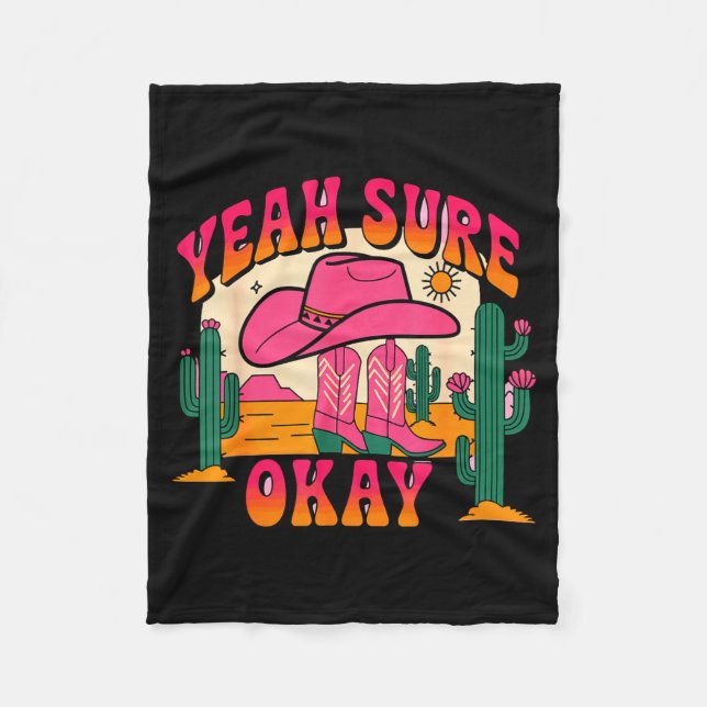 Girls Valentines Day Hearts Yeah Sure Okay Western Fleecefilt (Framsidan)