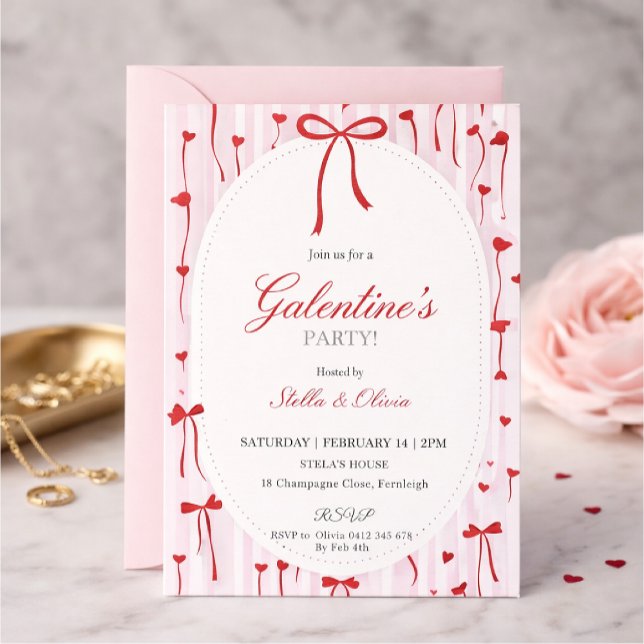 Girls Valentine's Day Invite Pink & Red Inbjudningar (Skapare uppladdad)