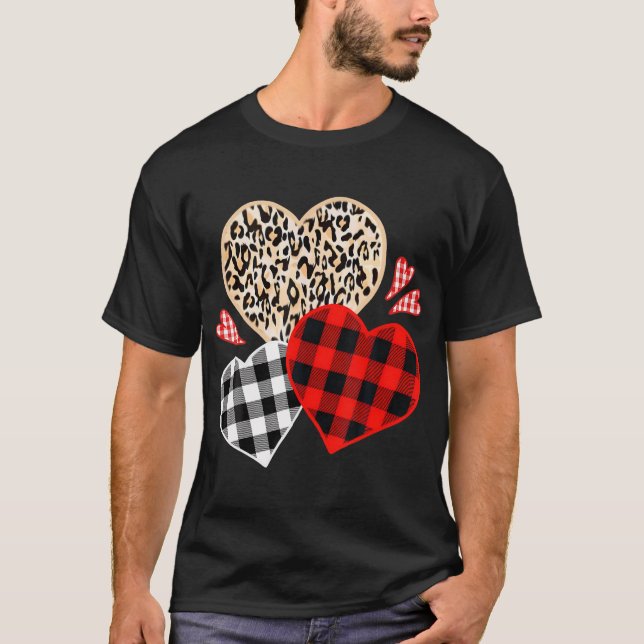 Girls Valentines day Shirts Hearts Kärlek Leopard  T Shirt (Framsida)