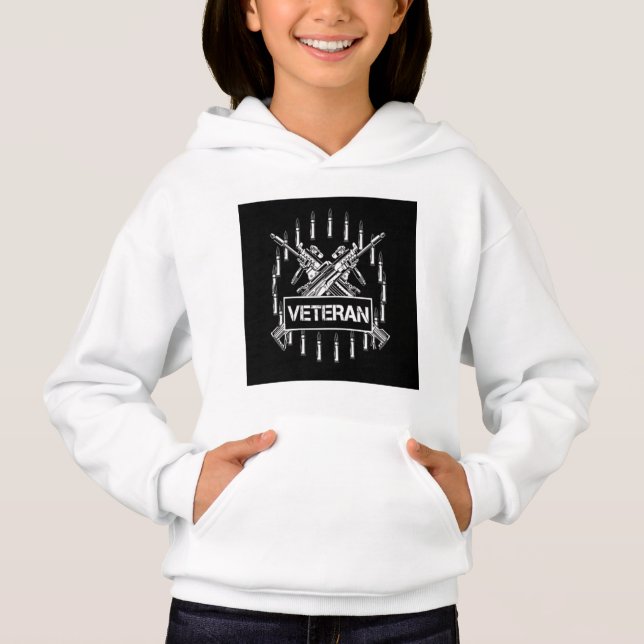 Girls Veteran Pullover Hoodies & Sweatshirtss T Shirt (Framsida)