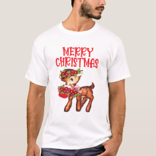 Girls Vintage julrener Baby Hjort T Shirt