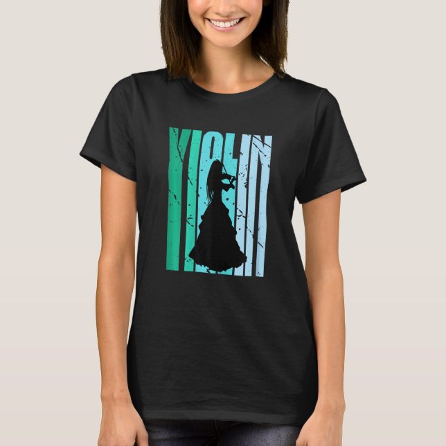 Girls Violin Silhouette Daughters Female Loves Vio T Shirt (Framsida)