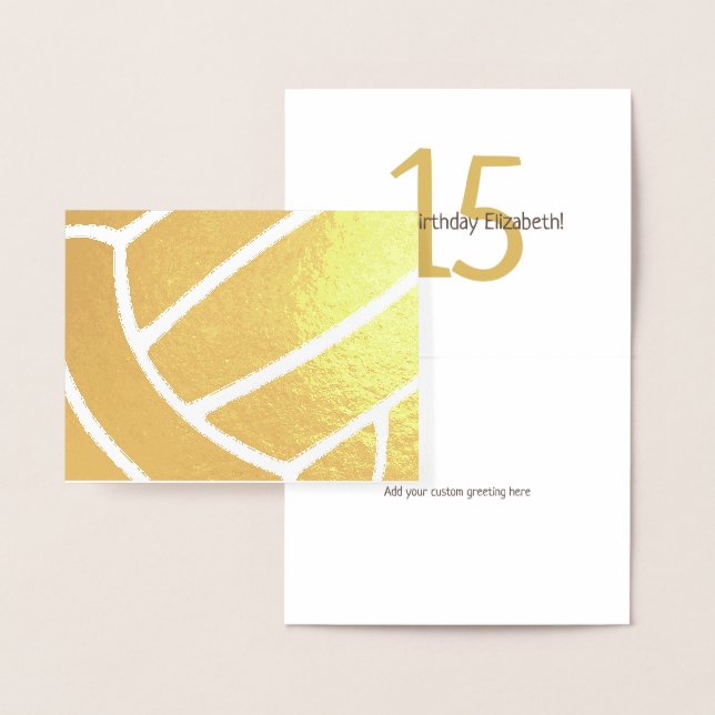 Girl's volleyball happy birthday gold foil card folierat kort (Display)