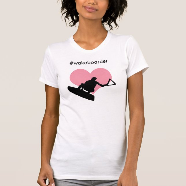 Girls Wakeboarder T - kärlek hashtag wakeboarding T-shirt (Framsida)