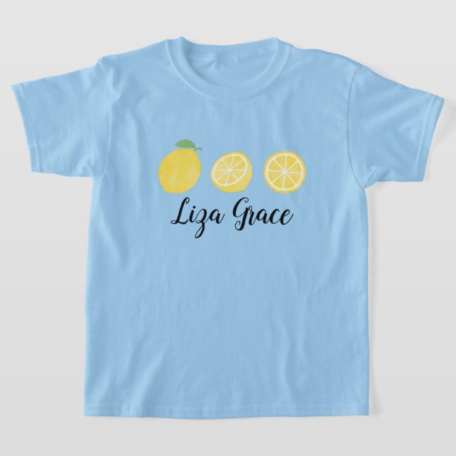 Girls Watercolor Lemon Trio T Shirt (Laydown)