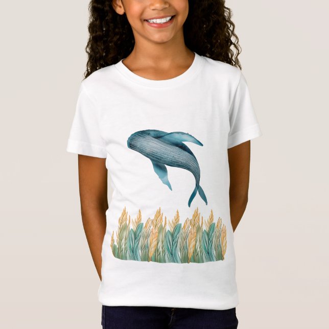 Girl's Whale Eco T Shirt (Framsida)