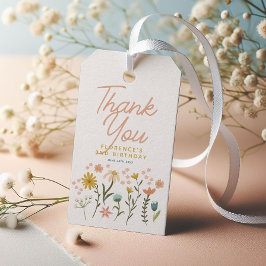 Girls Whimsical Two Wild Boho Wildflower Birthday Presentetikett