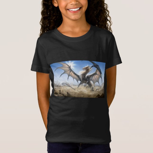 girl's white dragon t-shirt (Framsida)