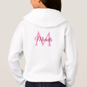 Girls White Rosa Hoodies Back Print Monogram Namn T Shirt