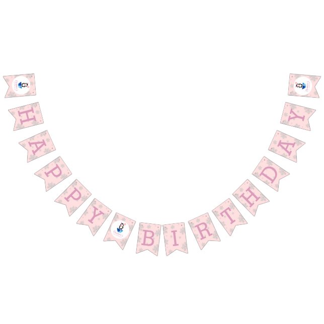 Girls Winter Wonderland Cute Penguin Rosa Birthday Vimplar (Alla)