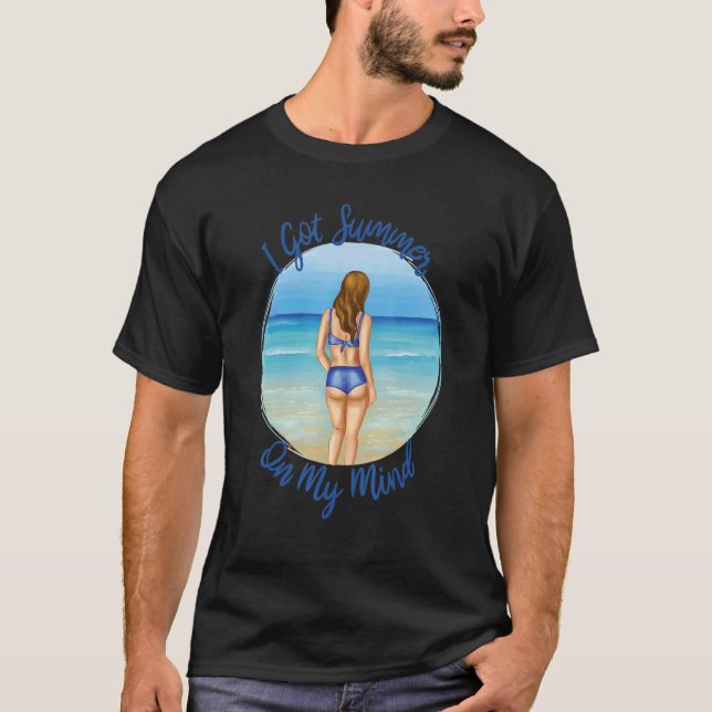 Girls Woman Bikini Clothing Ocean Beach Helgdag T Shirt (Framsida)