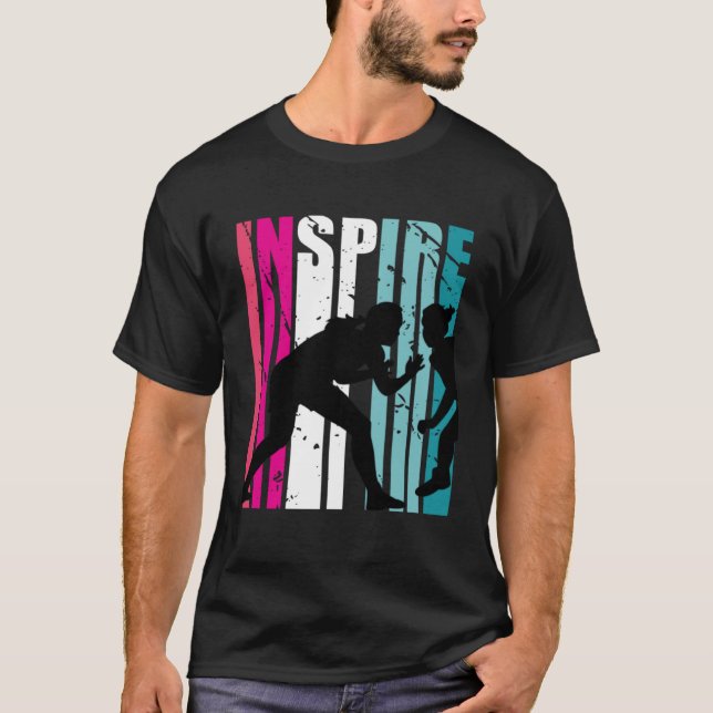 Girls Wrestling Inspire Coach Retro Wrestlers T Shirt (Framsida)