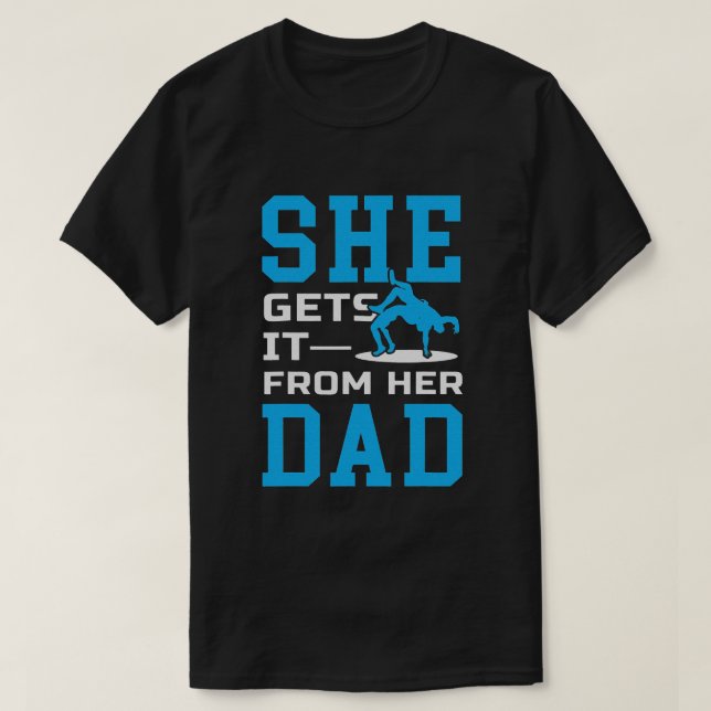 Girls Wrestling Pappa Far Wrestler Sports Parants T Shirt (Design framsida)