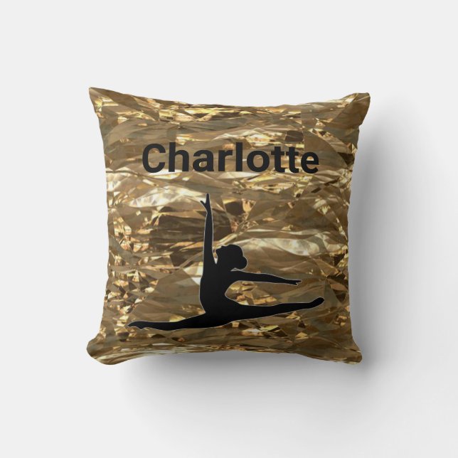 Girls Xcel Guld Gymnastics Personlig Namn/år Kudde (Framsida)