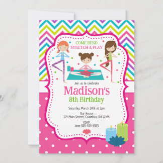 Girls Yoga Birthday Invitation Inbjudningar