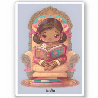 Girlsof the World Reading - Indien Klistermärken