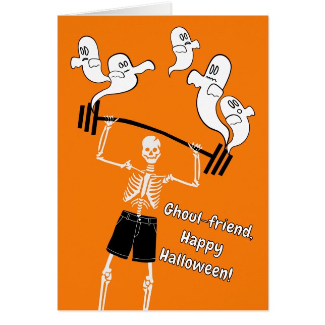 Girlvän Funny Halloween Skeleton Liiting Spirit Hälsningskort (Framsidan)