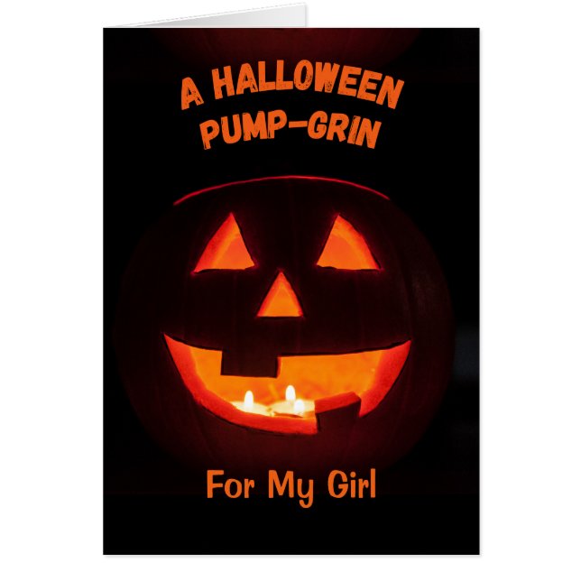Girlvän Halloween Cute Jack o'Lantern Hälsningskort (Framsidan)