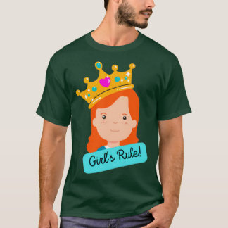 Girlx27s Regelflicka med krona Rödhårig T Shirt