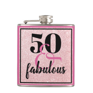 Girly 50 & Fabulous Birthday Rosa Glitter Fickplunta